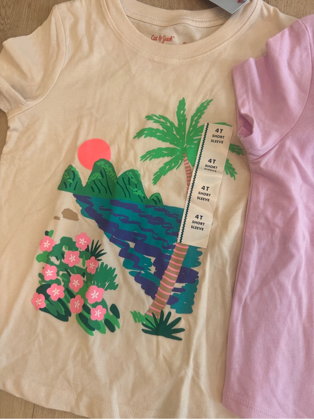 Cat & Jack Cream Tee with Tropical Pink & Green Graphic